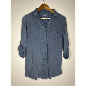 Karyn Seo Long Sleeve Knit Top Blue Embroidered Women's Large